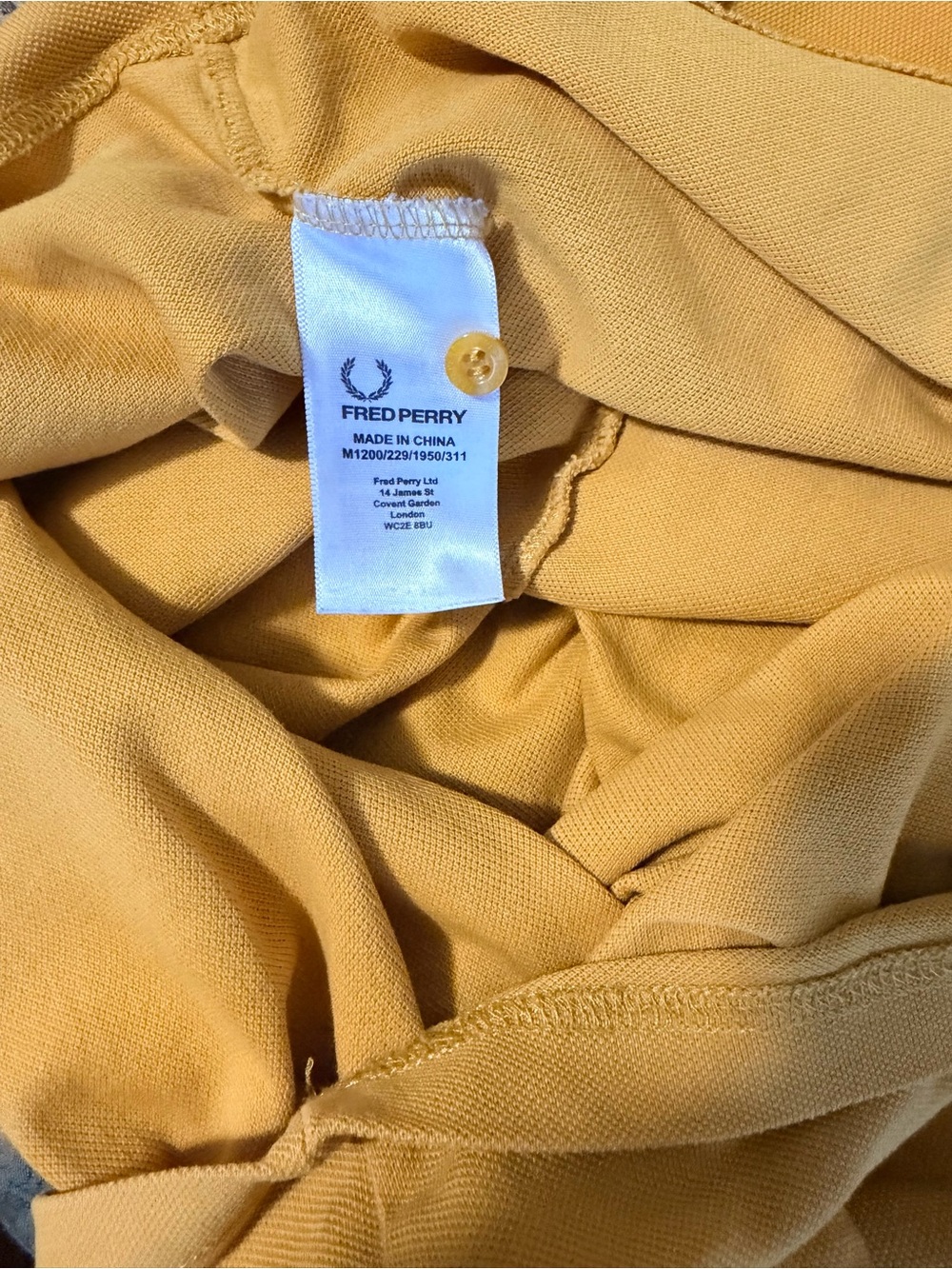 Fred Perry Yellow M1200 Polo with Black Twin Tipping - Picture 4 of 5